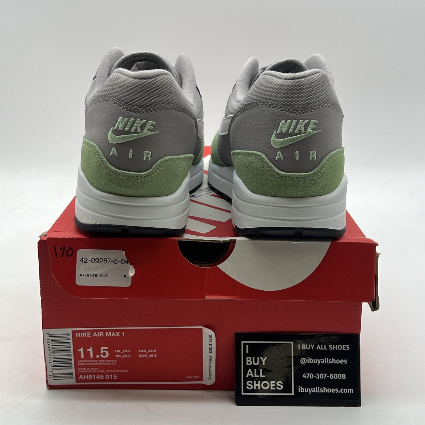 Size 11.5 - Nike Air Max 1 Grey Mint (AH8145-015)