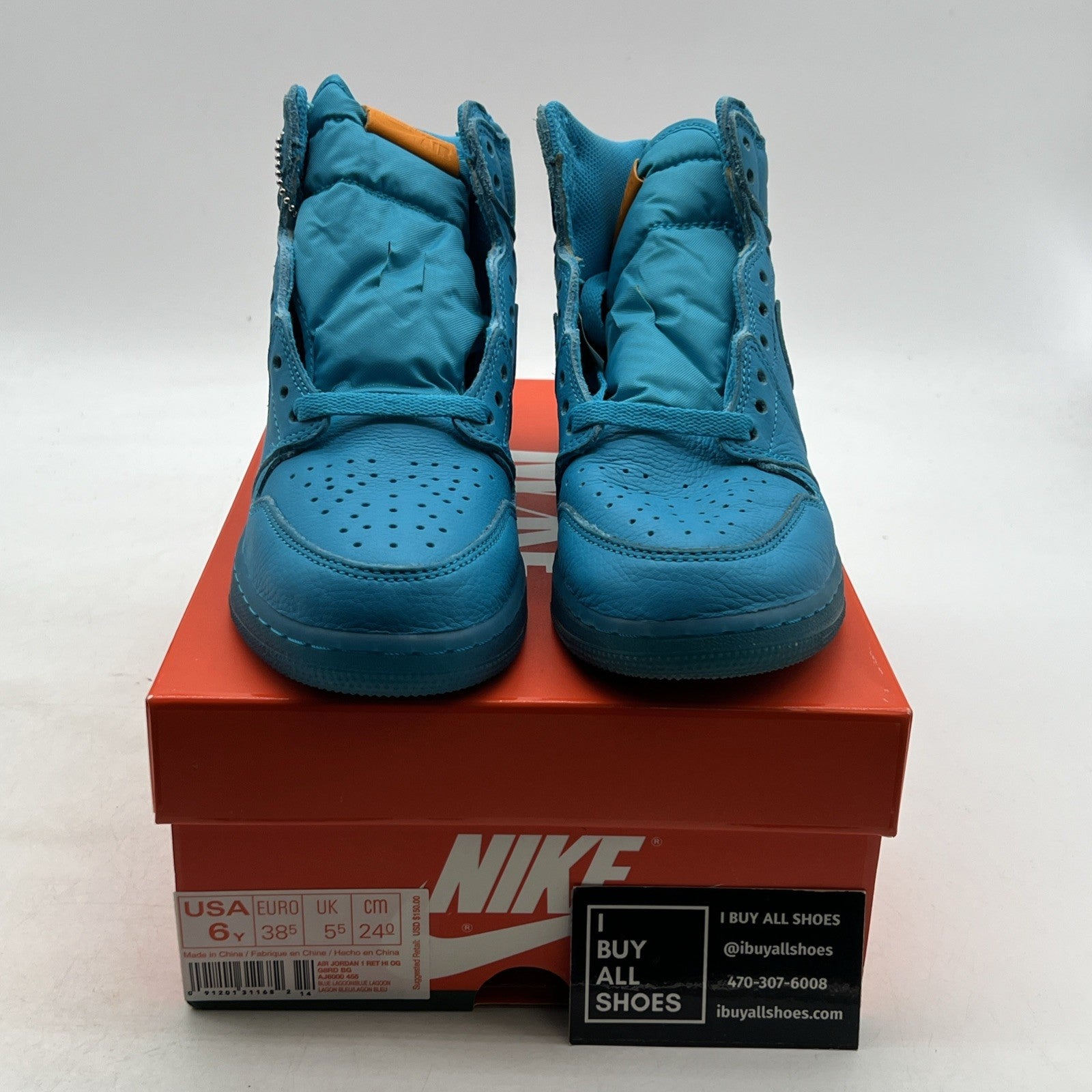 Size 6Y - Air Jordan 1 Retro OG G8RD High Blue Lagoon (AJ6000-455)