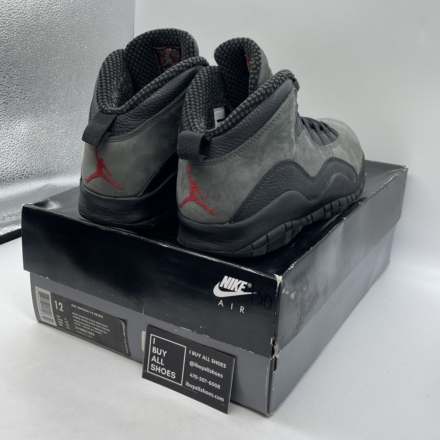 Size 12 - Air Jordan 10 Retro 2018 Shadow Grey Black Suede Leather (310805-002)