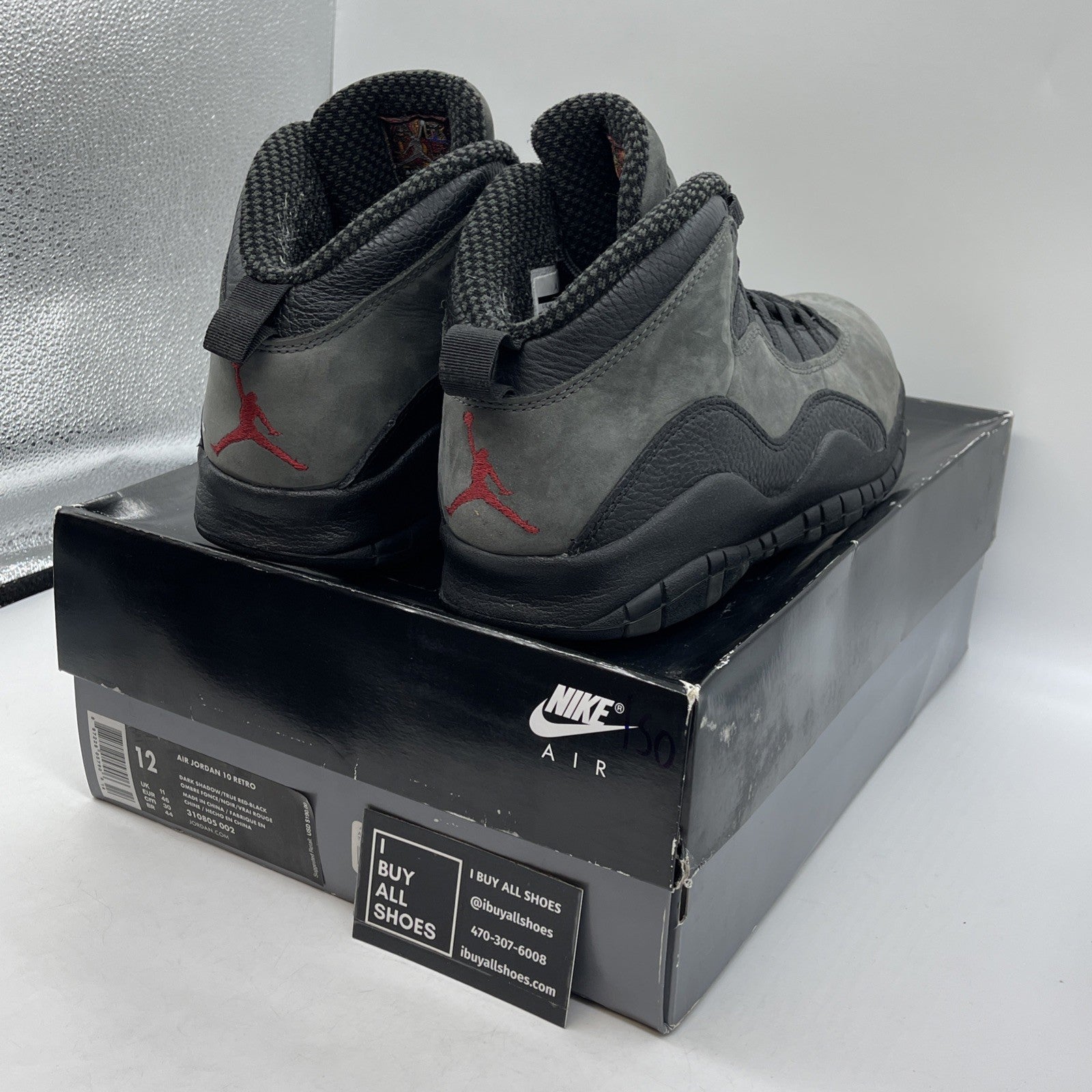 Size 12 - Air Jordan 10 Retro 2018 Shadow Grey Black Suede Leather (310805-002)