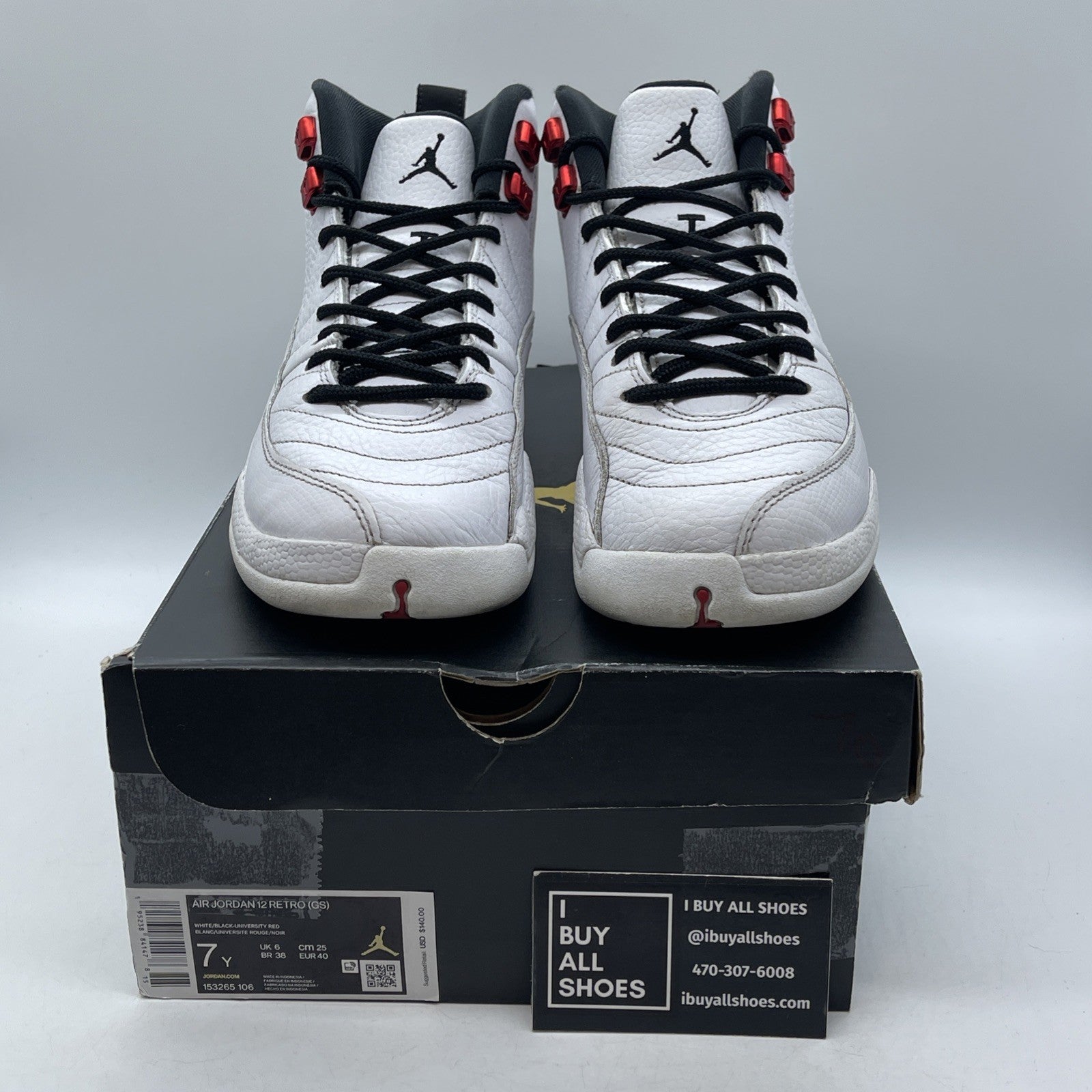 Size 7Y - Air Jordan 12 Retro Twist White Red Leather (153265-106)