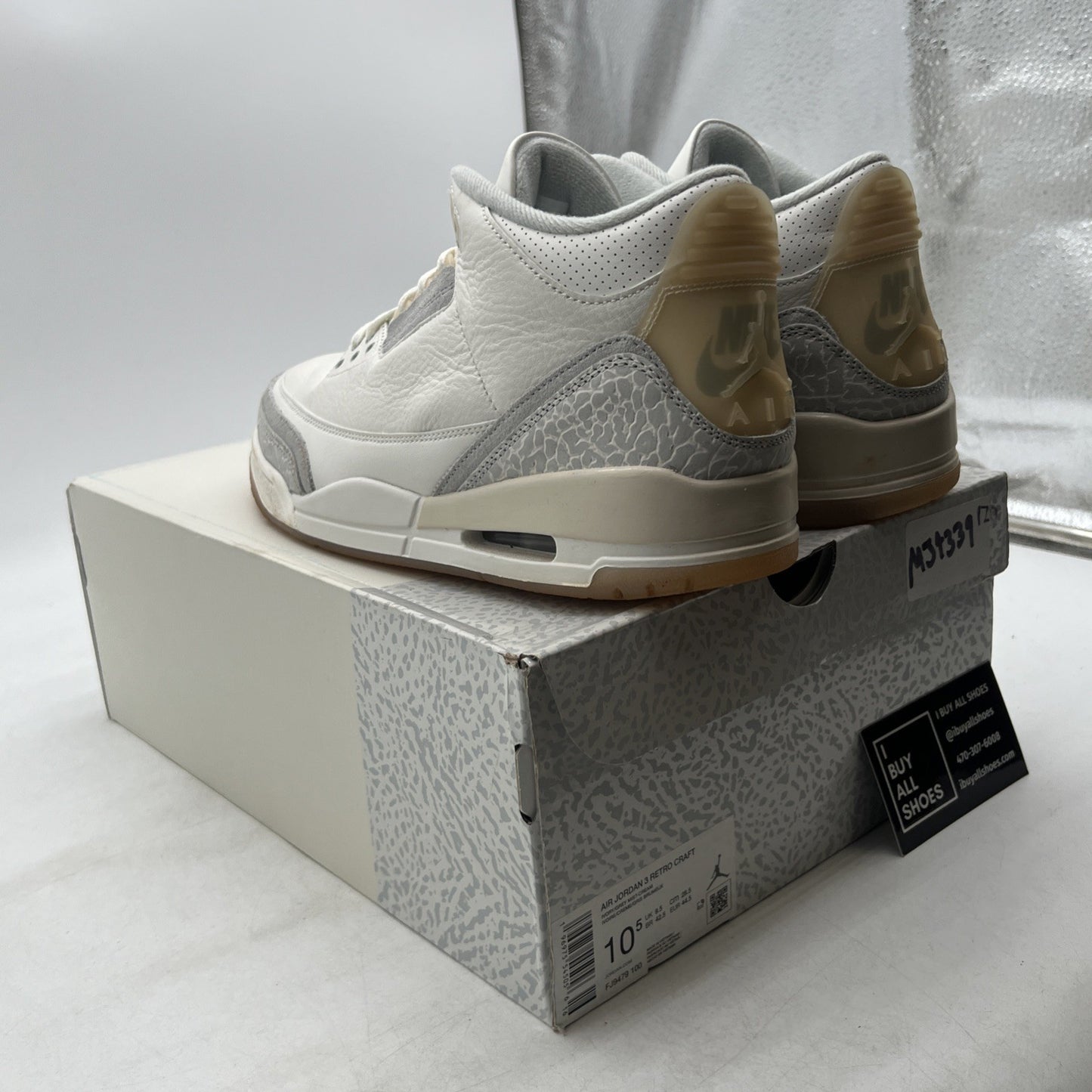 Size 10.5 - Air Jordan 3 Retro Craft Ivory/Grey White Leather (FJ9579-100)