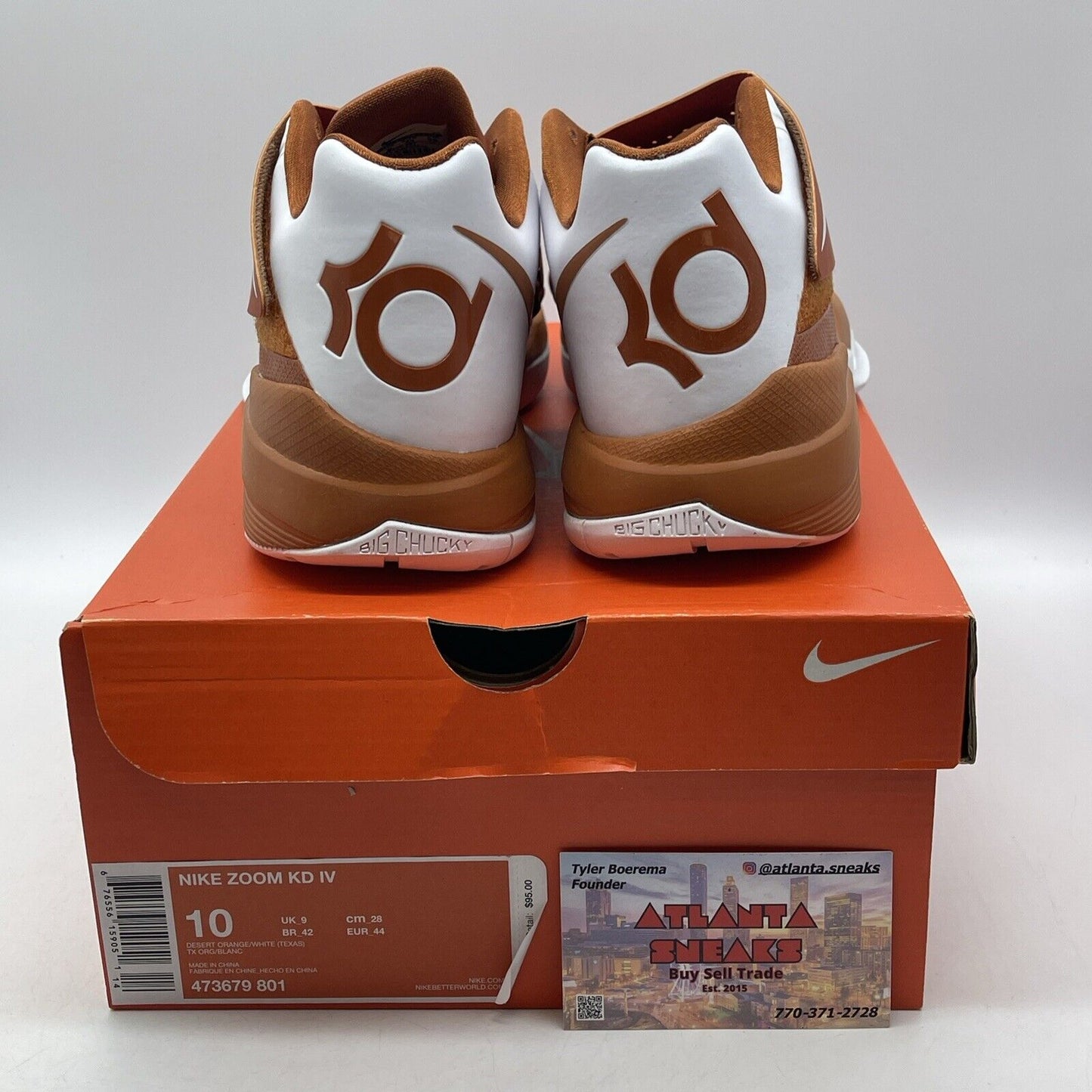 Size 10 - Nike Zoom KD 4 Texas Brown White Leather (473679-801)