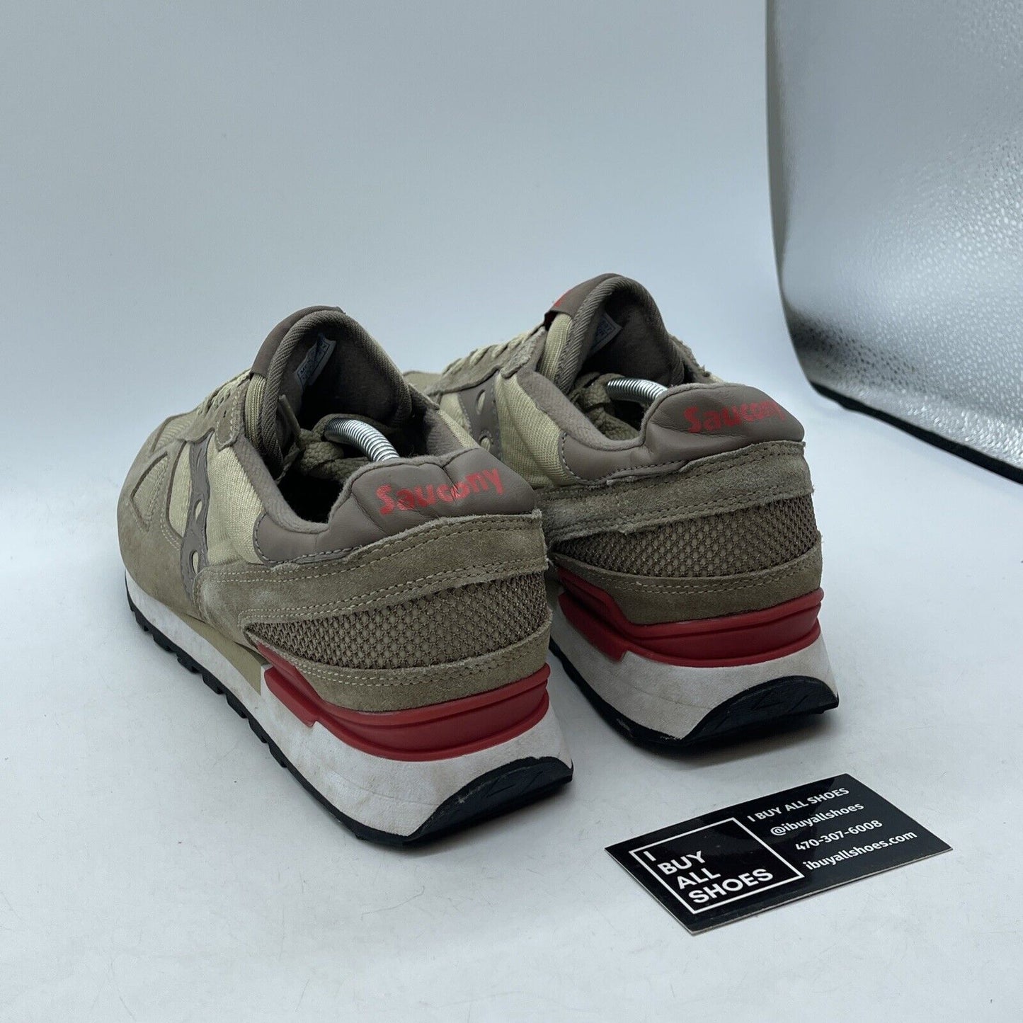 Size 13 - Saucony Shadow Original Beige Brown Red Suede Leather (S2108-597)