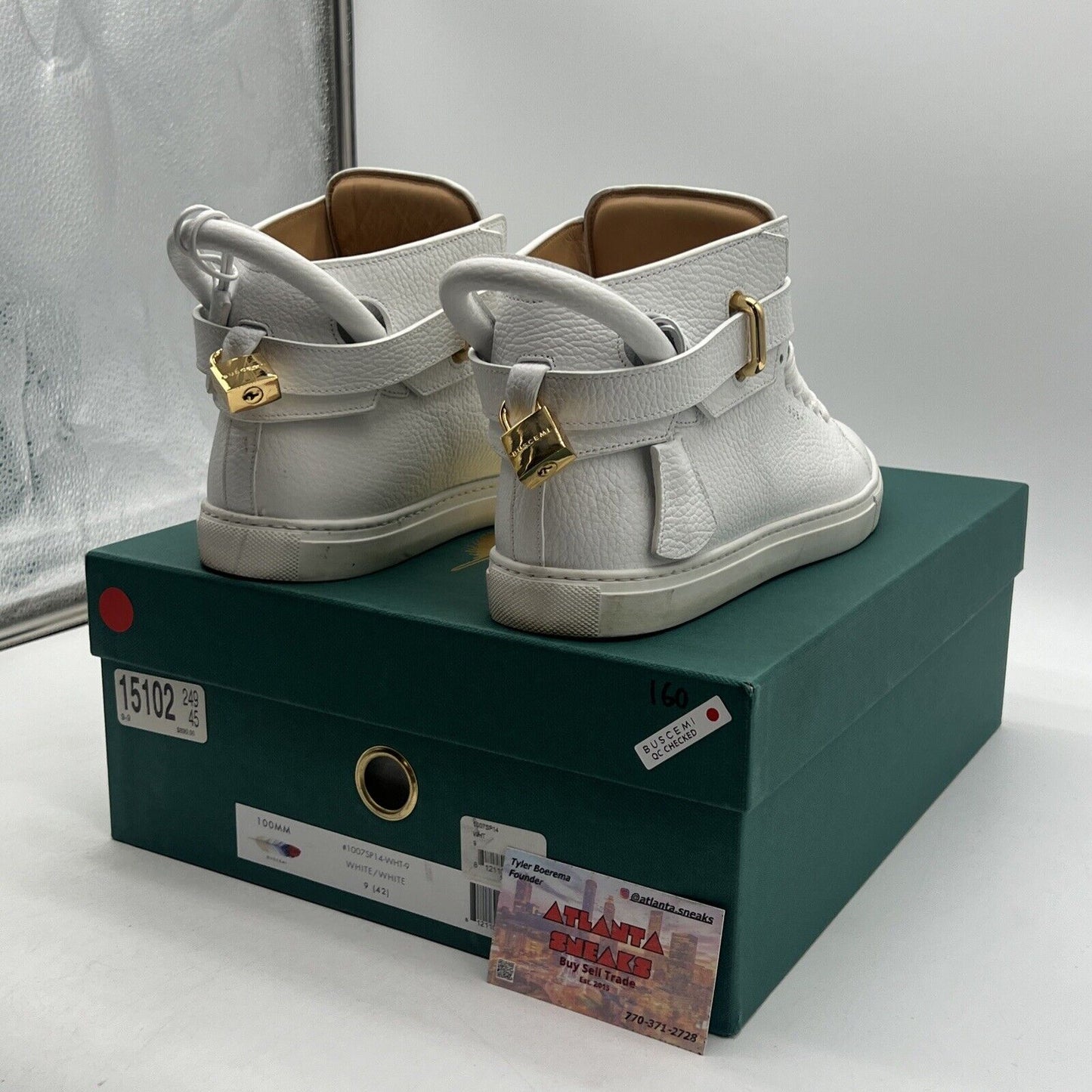 Size 9 - Buscemi Mens 100MM White Leather High Top Sneakers Shoes