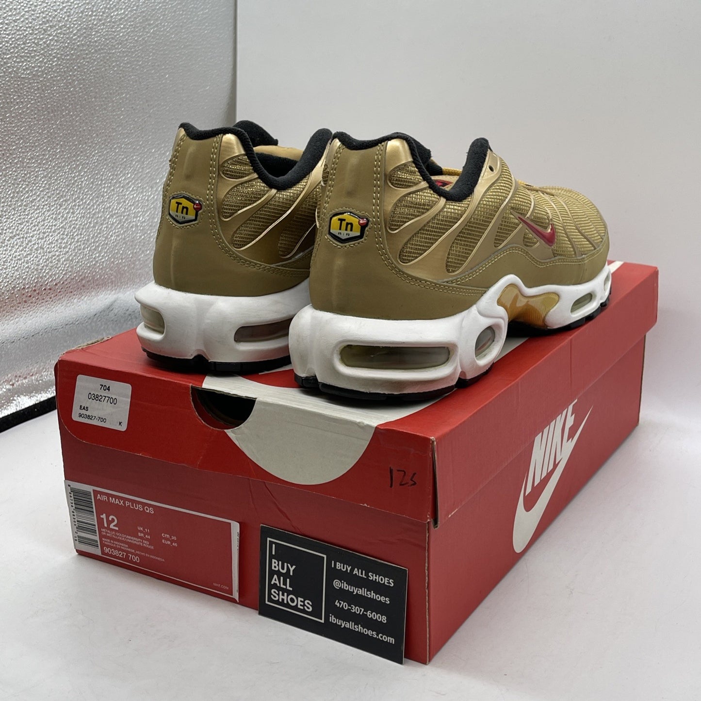 Size 12 - Nike Air Max Plus QS Metallic Gold Suede Leather (903827-700)