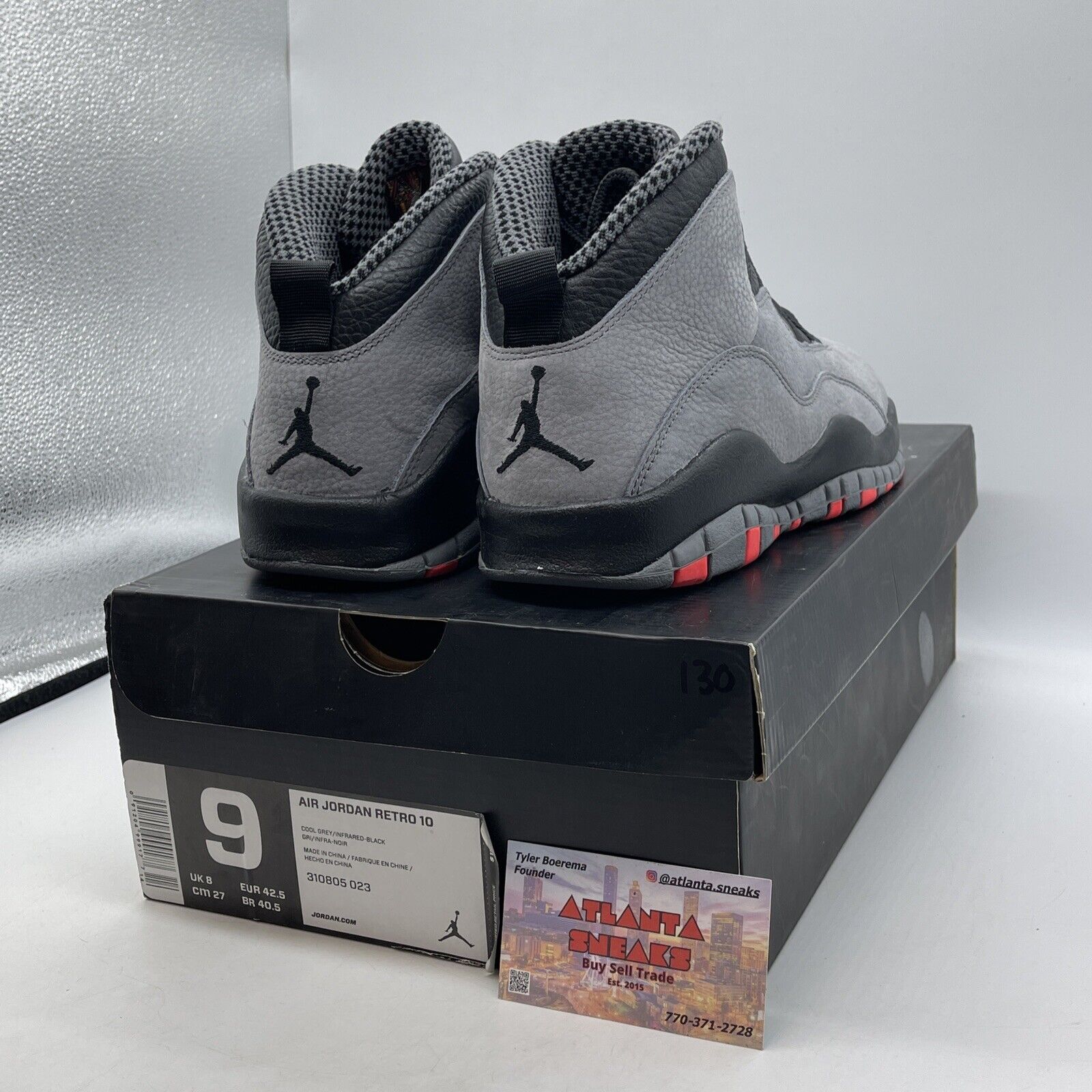 Size 9 - Air Jordan 10 Retro Cool Grey Suede Black Orange Leather (310805-023)
