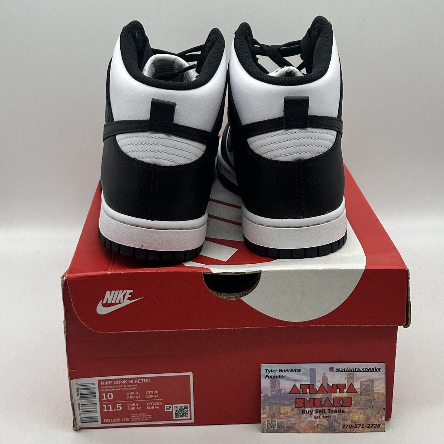 Size 10 - Nike Dunk High Black White Brand New Og All