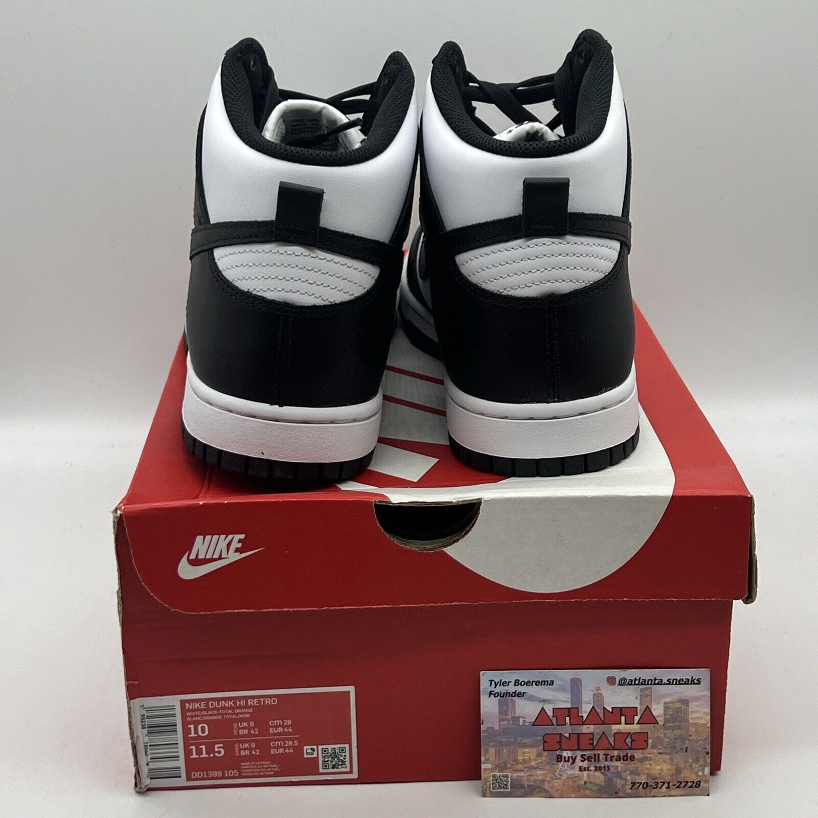 Size 10 - Nike Dunk High Black White Brand New Og All