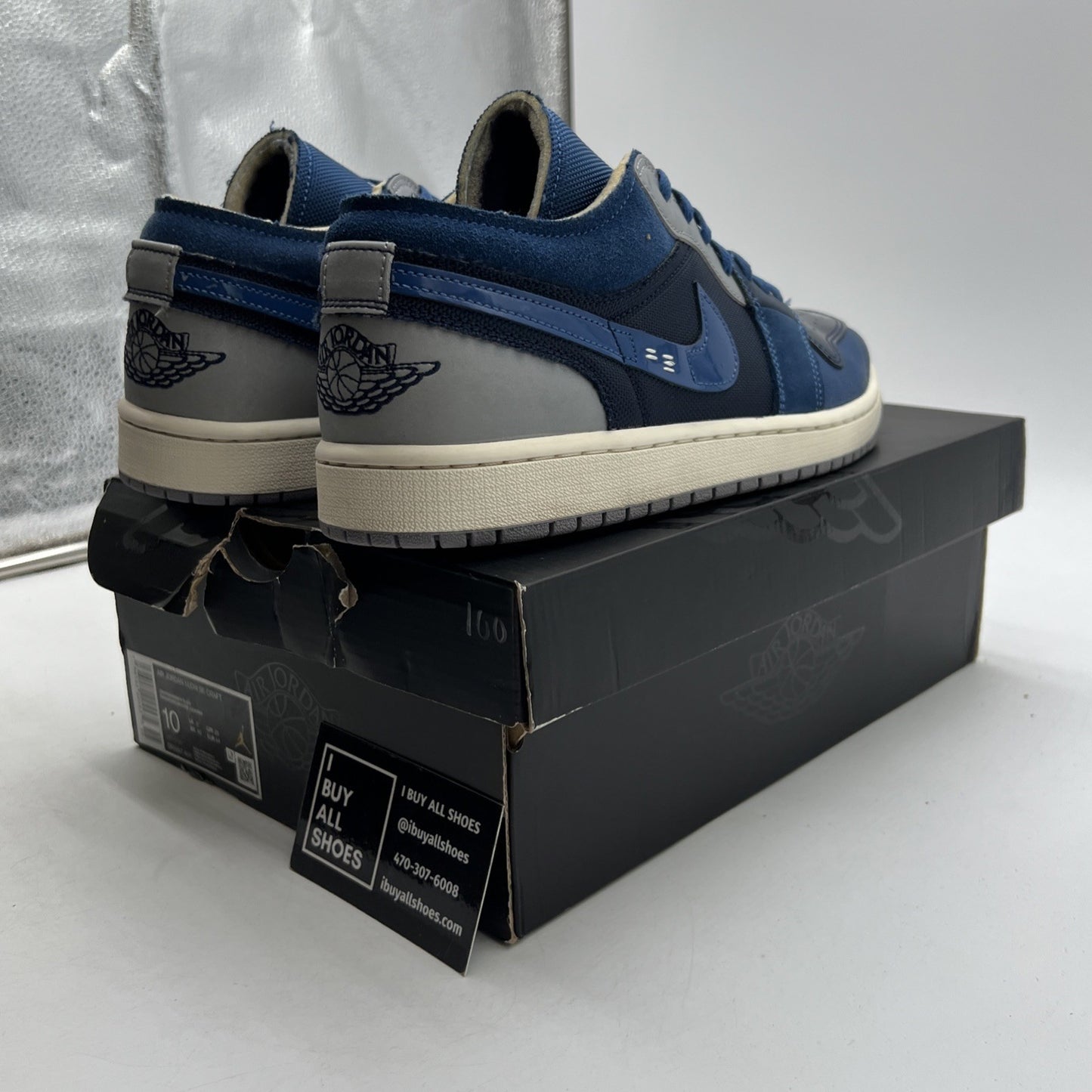 Size 10 - Air Jordan 1 Low SE Craft Inside Out - Obsidian (DR8867-400)