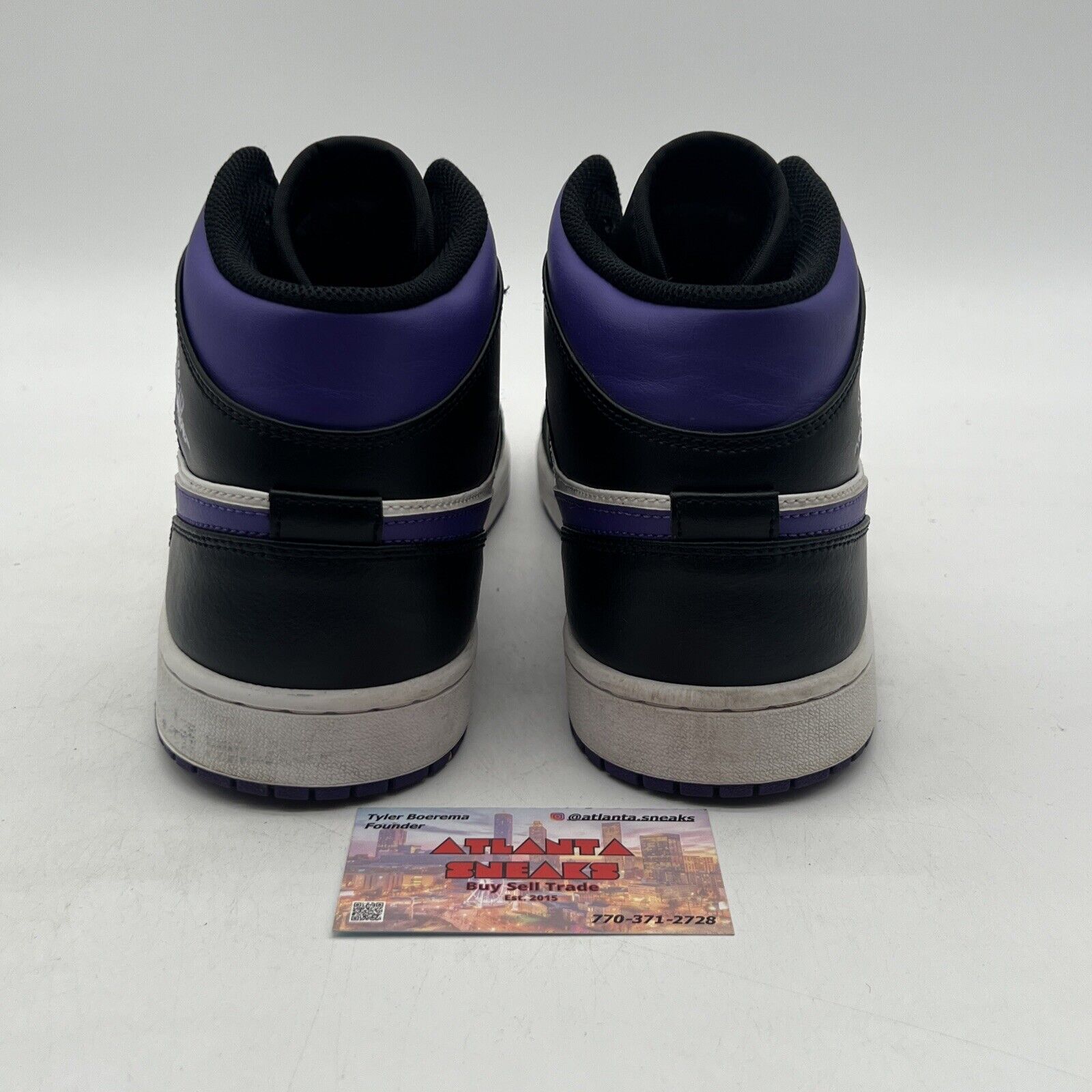 Size 12 - Air Jordan 1 Mid Dark Iris Black White Leather Purple (554724-095)