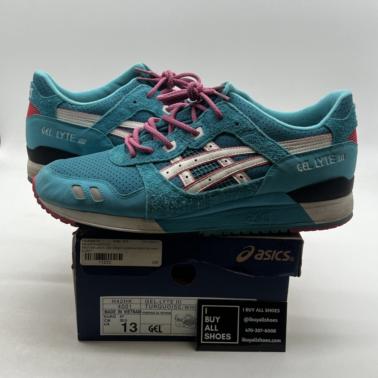 Size 13 - Asics Bait x Gel Lyte 3 Teal Dragon (H42HK4001)