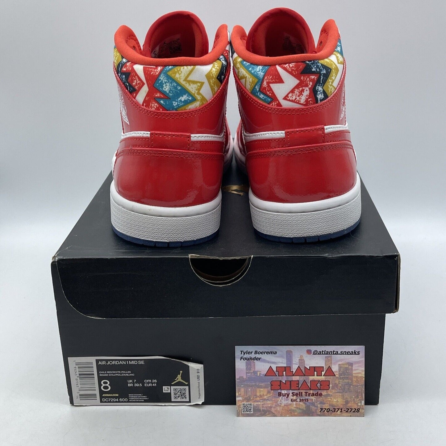 Size 8 - Air Jordan 1 Mid Barcelona Sweater Red Leather White (DC7294-600)