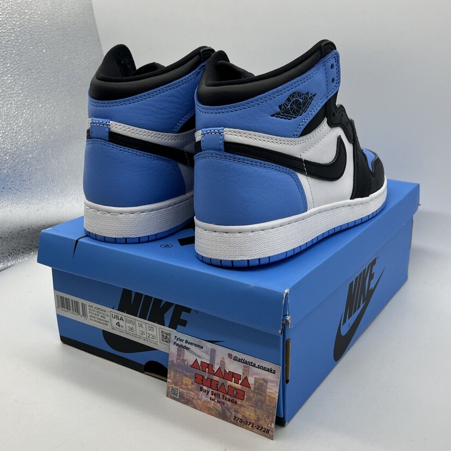 Nike Air Jordan 1 Retro OG High UNC Toe GS Grade School FD1437-400 Size 4Y