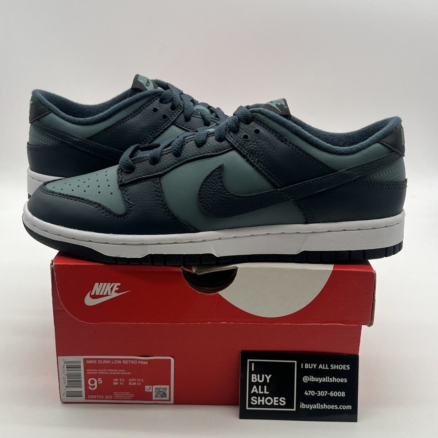 Size 9.5 - Nike Dunk Low Armory Navy/Black/Mineral State/White (DR9705-300)