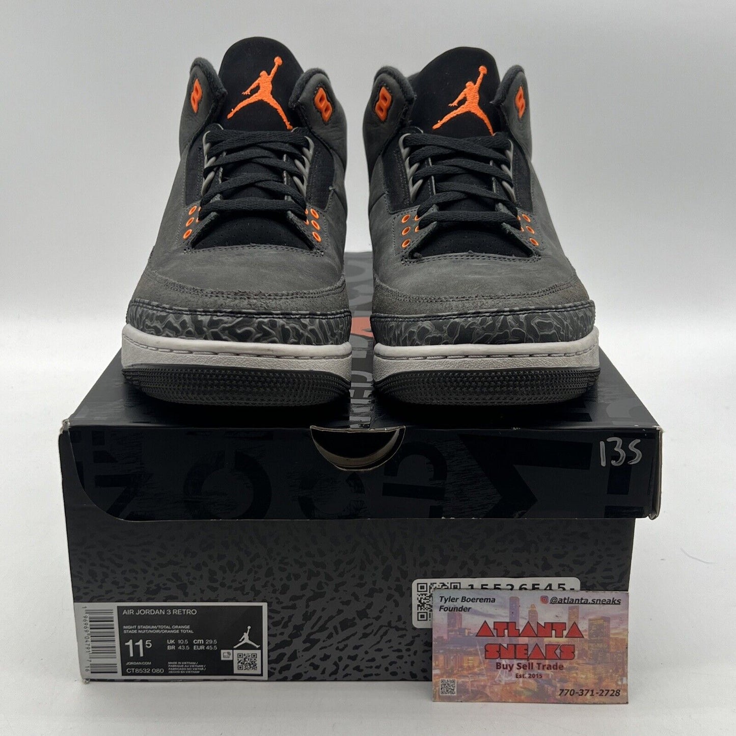 Size 11.5 - Jordan 3 Retro 2023 Mid Fear Orange Suede White Grey (CT8532-080)