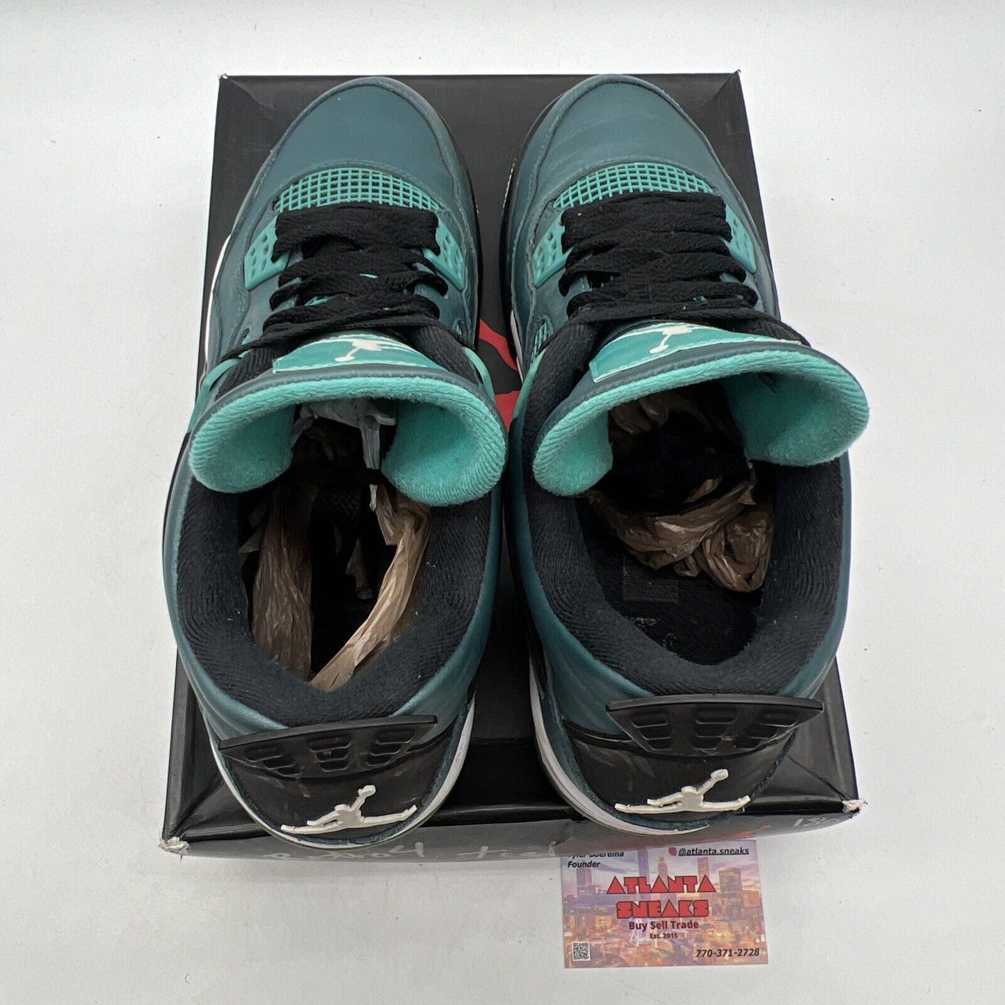 Size 10.5 - Air Jordan 4 Retro Teal Black White Leather (705331-330)