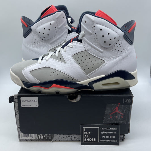 Size 10.5 - Air Jordan 6 Retro Tinker White Blue Grey Suede Leather (384664-104)
