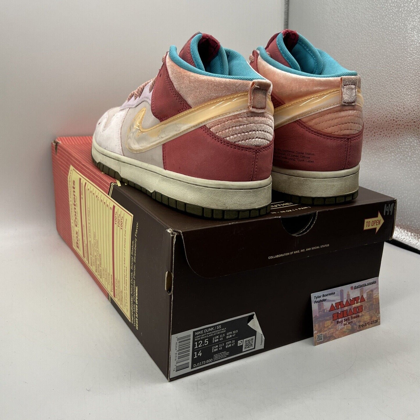 Size 12.5 - Nike Social Status x Dunk Mid Strawberry Milk (DJ1173-600)