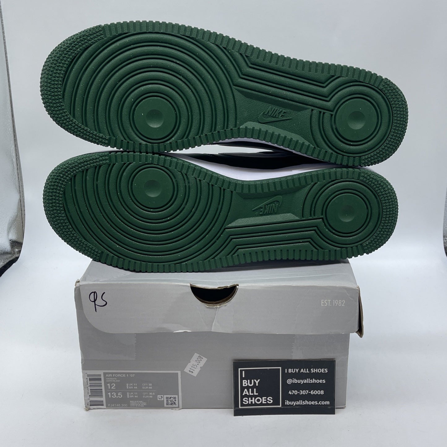 Size 12 - Nike Air Force 1 '07 Shoes Fir Dark Green White (FJ4146-300)