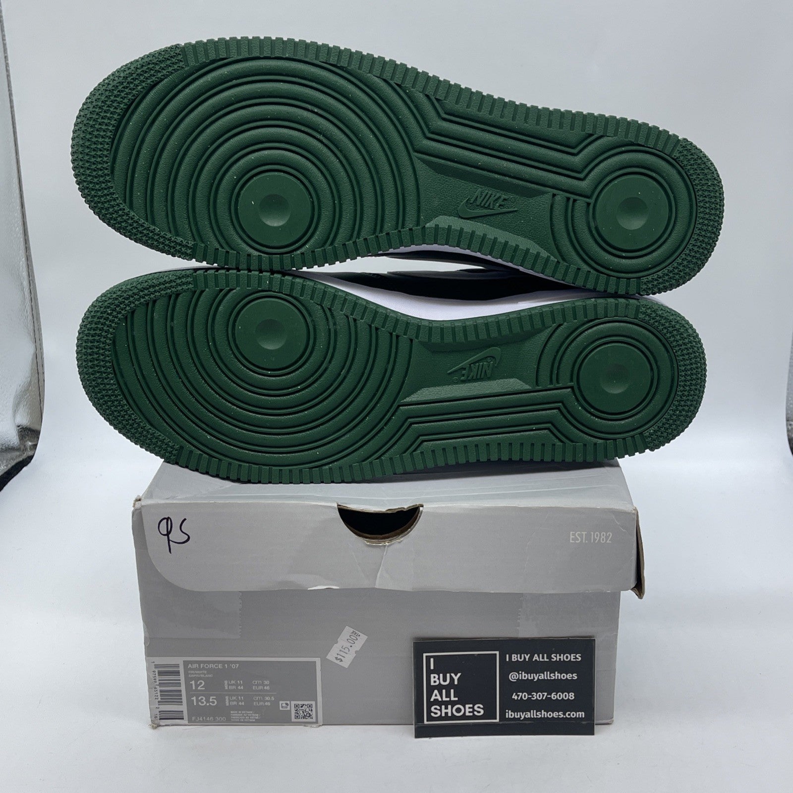 Size 12 - Nike Air Force 1 '07 Shoes Fir Dark Green White (FJ4146-300)
