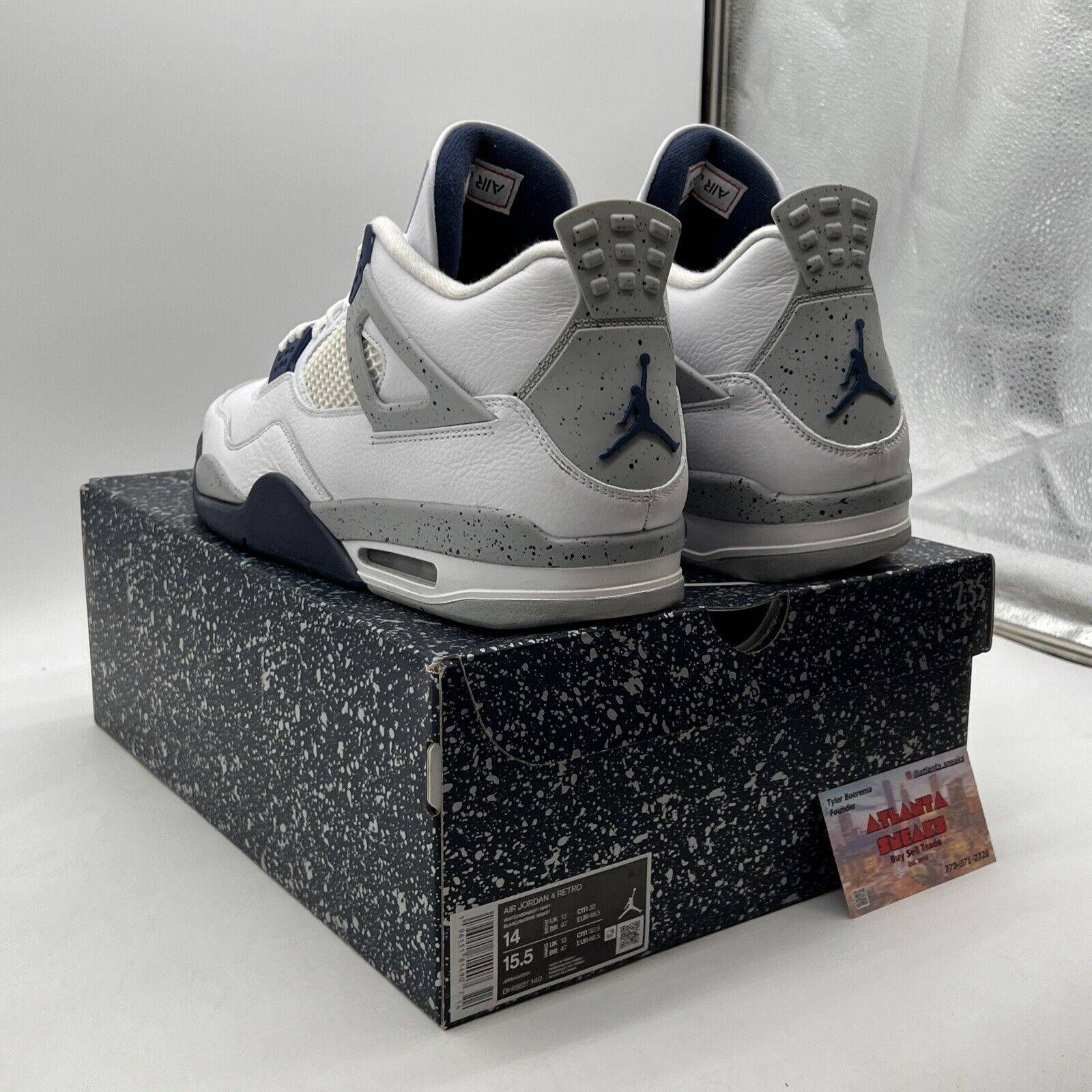 Size 14 - Jordan 4 Retro Mid Midnight Navy White Leather (DH6927-140)