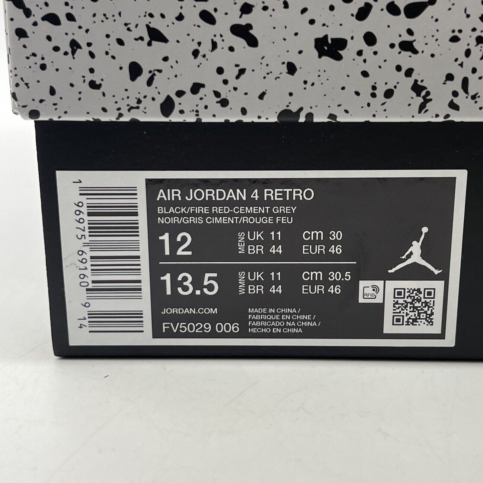 Size 12 - Air Jordan 4 Retro Bred Reimagined Black White Grey Leather FV5029-006