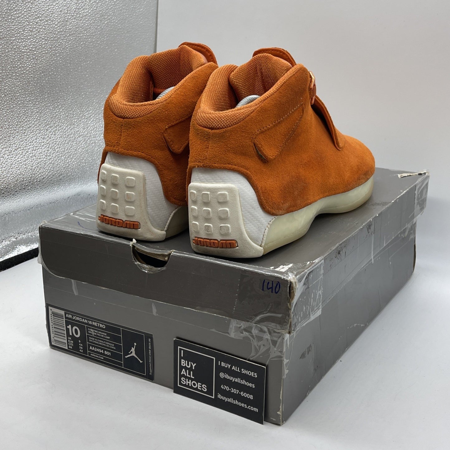 Size 10 - Air Jordan 18 Retro Orange Suede White (AA2494-801)