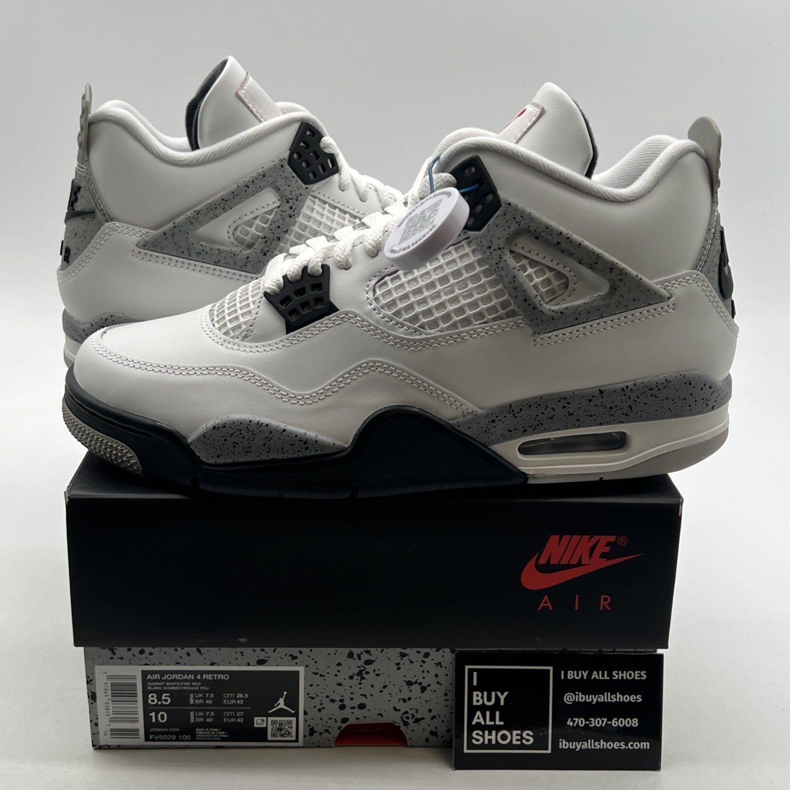 Size 8.5 - Air Jordan 4 Retro OG 2025 White Cement (FV5029-100)