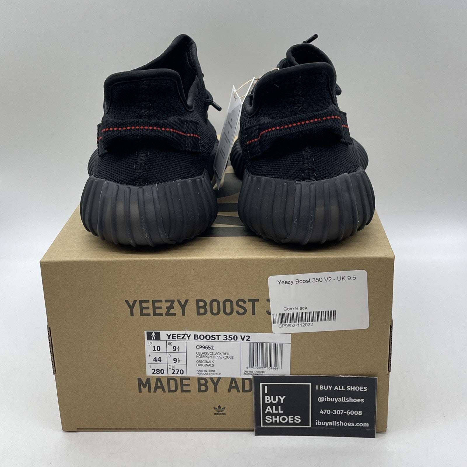 Size 10 - adidas Yeezy Boost 350 V2 Low Bred Black Red Suede (CP9652)