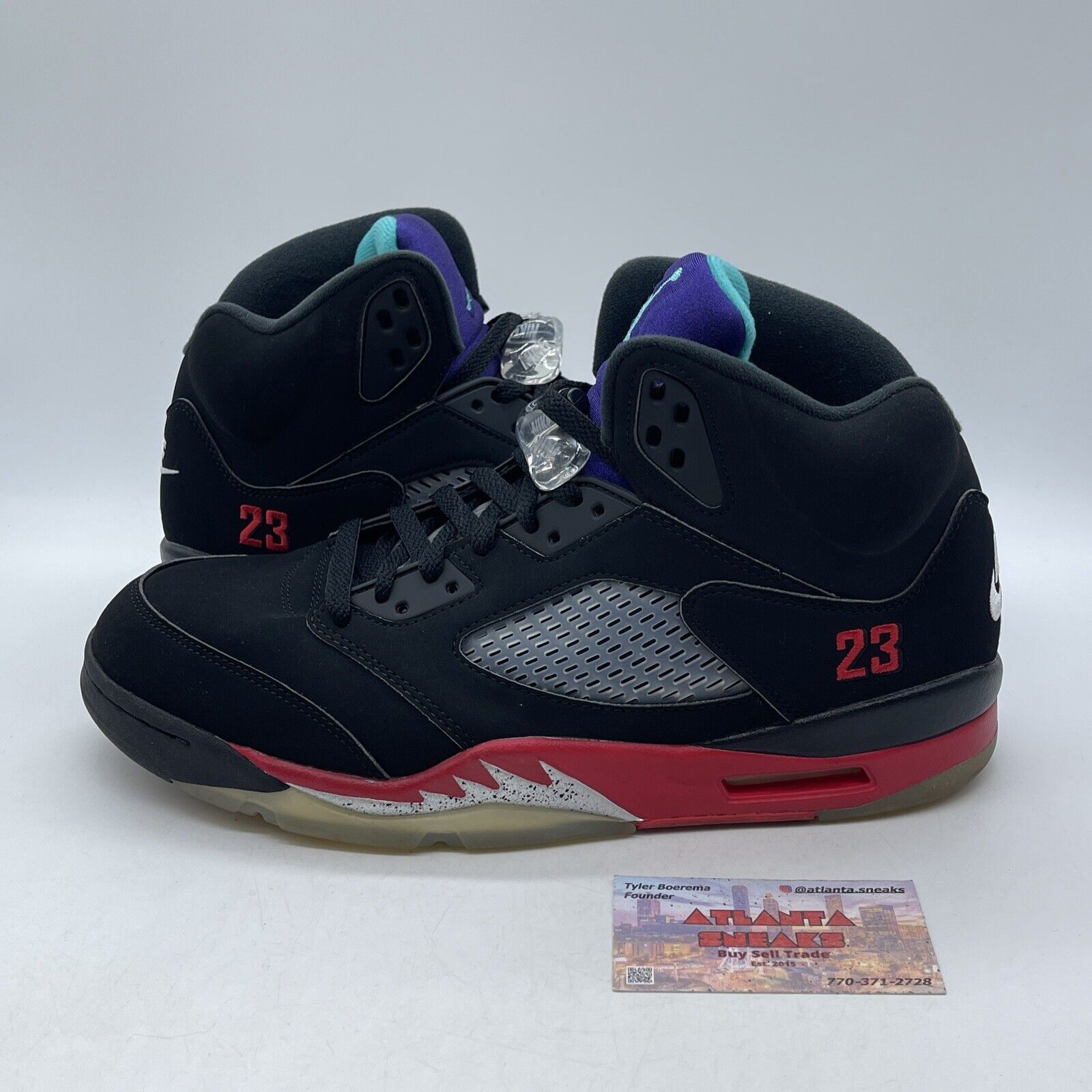 Size 11.5 - Jordan 5 Retro Top 3 Black Suede Purple Red Blue (CZ1786-001)