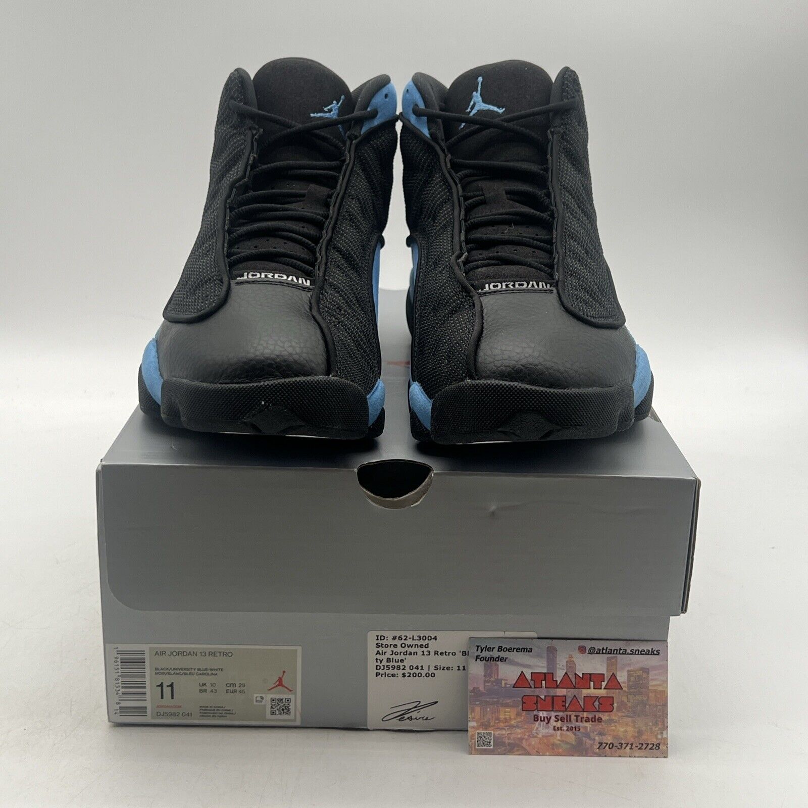 Size 11 - Jordan 13 Retro Mid Black University Blue Suede Leather (DJ5982-041)