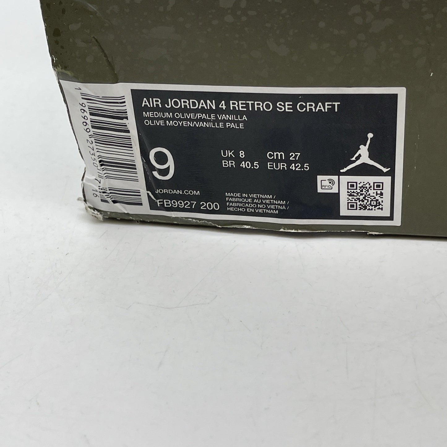 Size 9 - Jordan 4 SE Retro Low Craft Olive Green Black Suede (FB9927-200)