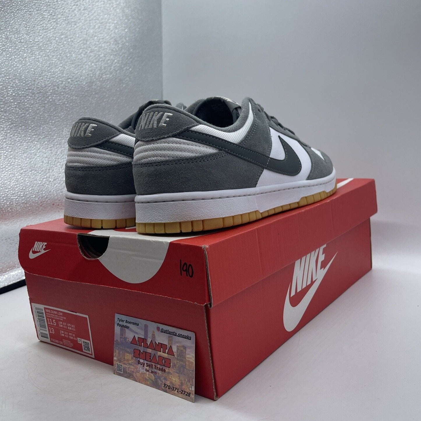 Size 11.5 - Nike Dunk Low Smoke Grey Gum White Tan Suede (FV0389-100)