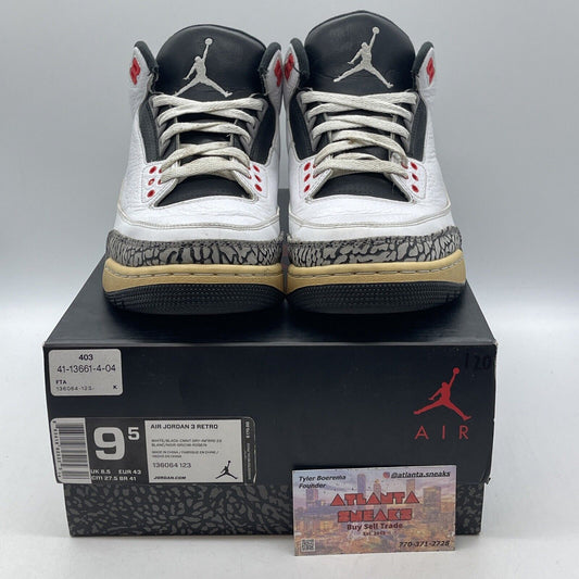 Size 9.5 - Air Jordan 3 Retro Infrared 23 White Leather Grey Suede (136064-123)