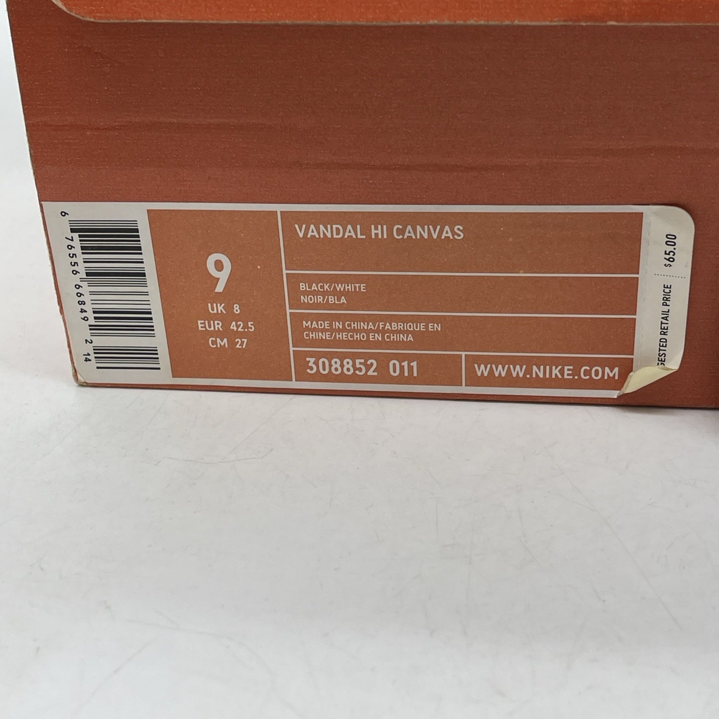 Size 9 - NIKE VANDAL CANVAS Black White Suede Leather (308852-011)