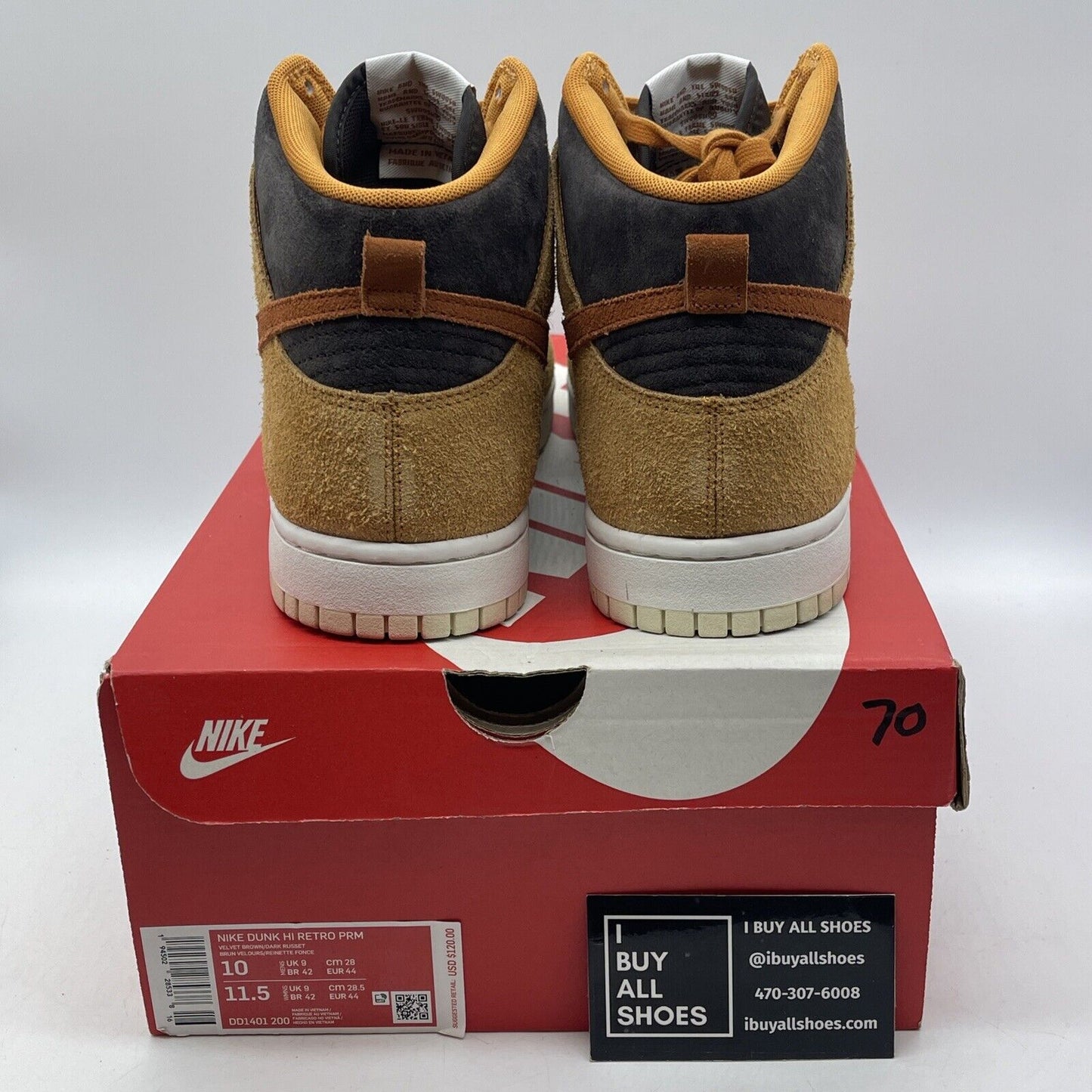 Size 10 - Nike Dunk Premium High Dark Curry Red Brown Suede (DD1401-200)