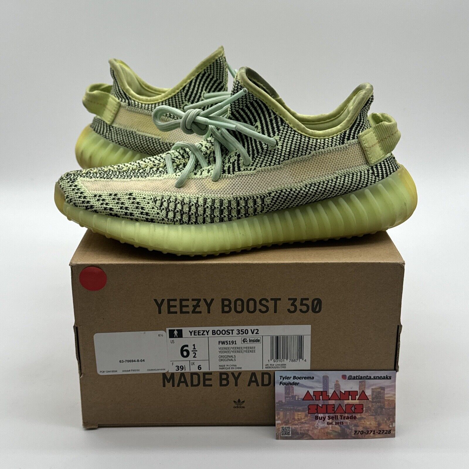 Size 6.5 - adidas Yeezy Boost 350 V2 Yeezreel Non-Reflective Green Rare Size OG