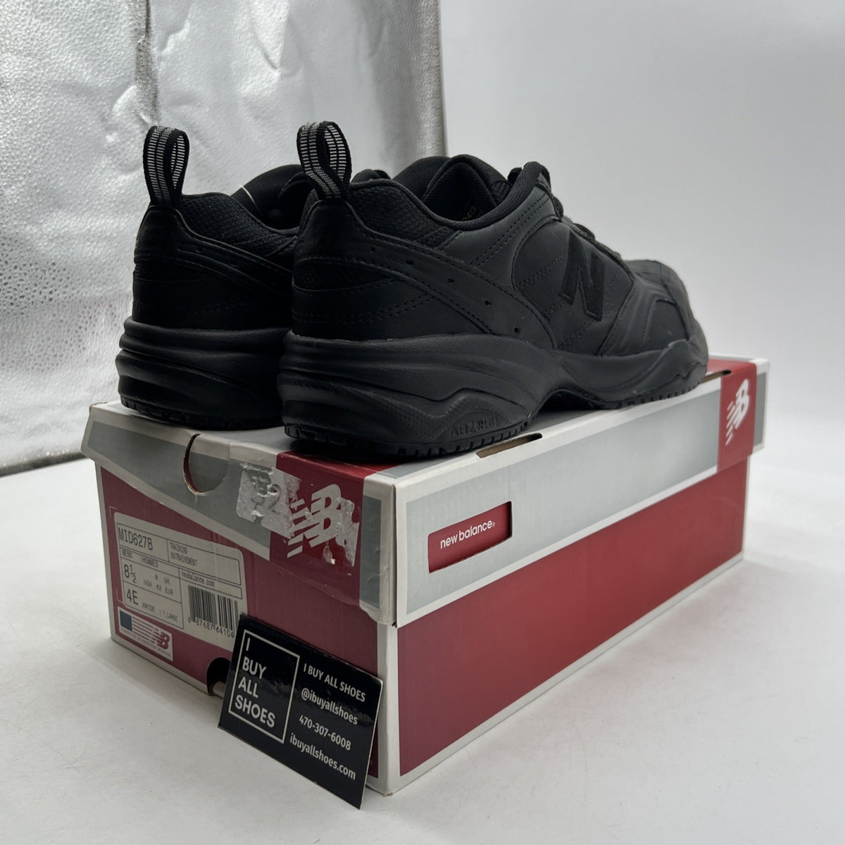 Size 8.5 - New Balance Steel Toe 627 Leather Triple Black (MID627B)