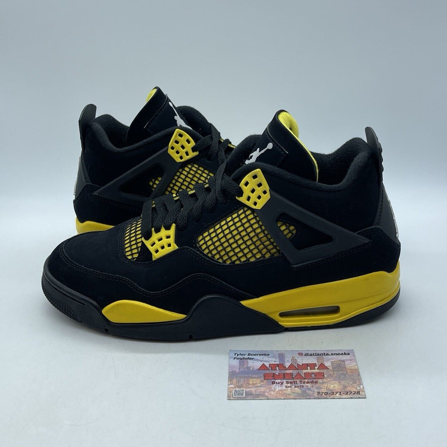 Size 9 - Jordan 4 Retro Mid Thunder Yellow White Leather Black Suede (DH6927-017