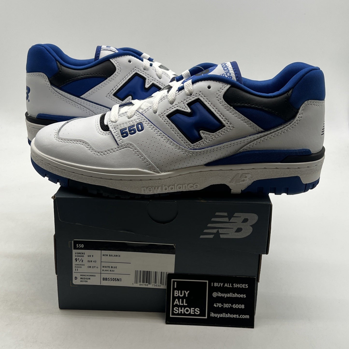 Size 9.5 - New Balance 550 White Team Royal (BB550SN1)