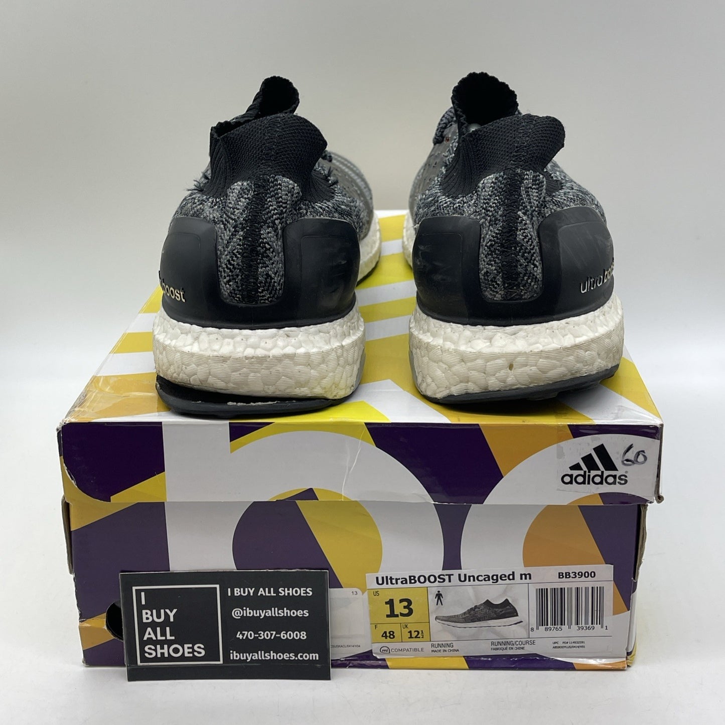 Size 13 - adidas UltraBoost Uncaged Core Black Grey White Suede (BB3900)