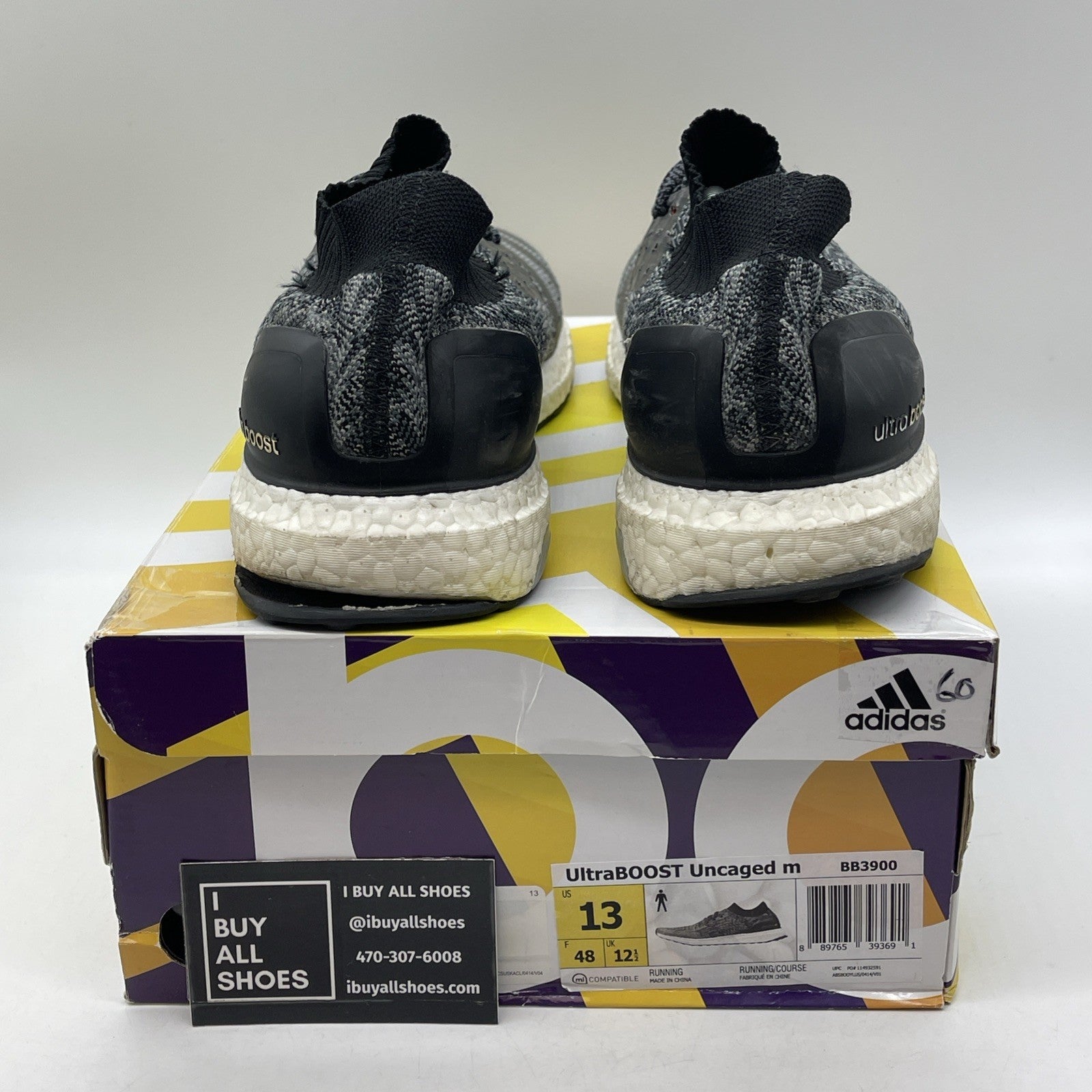 Size 13 - adidas UltraBoost Uncaged Core Black Grey White Suede (BB3900)