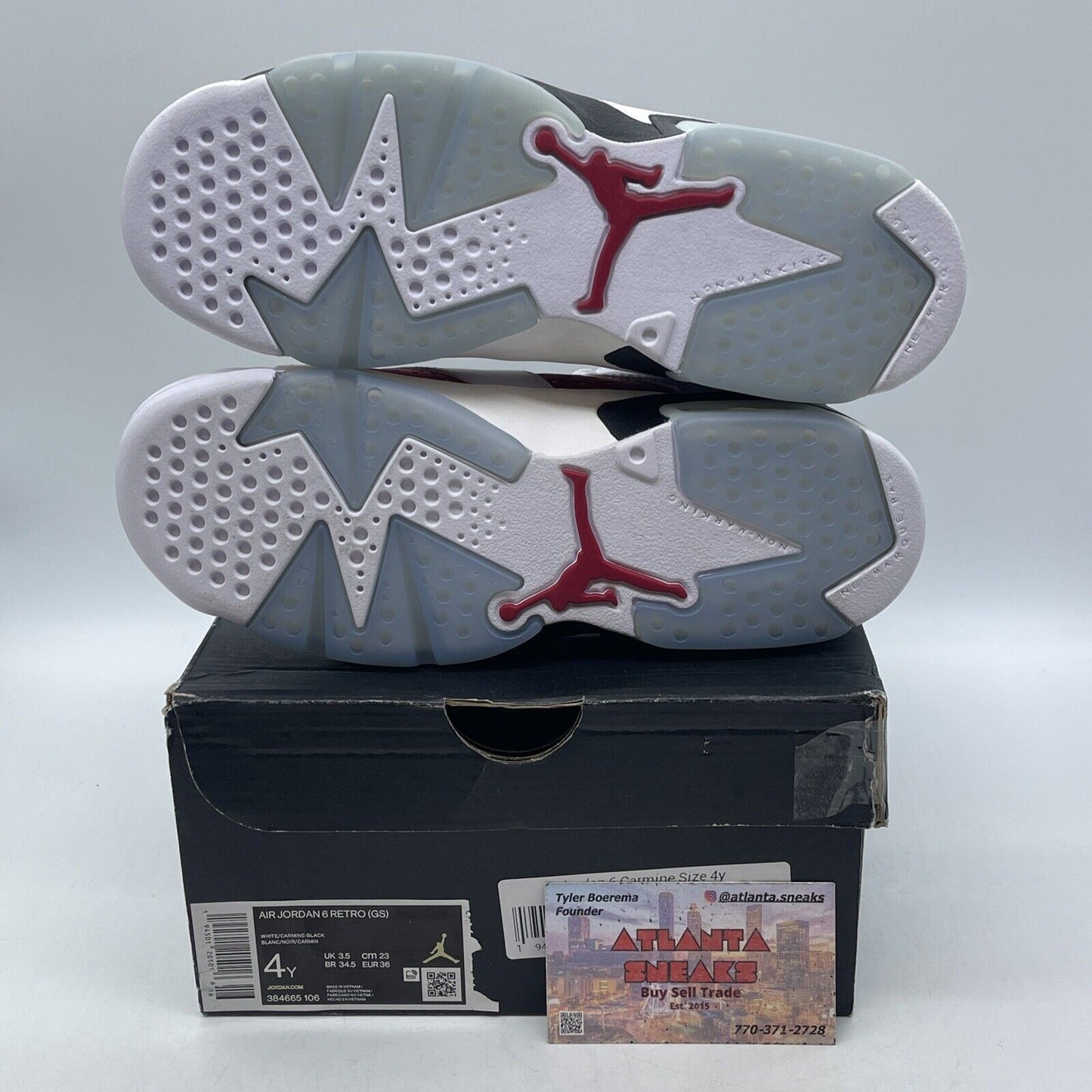 Size 4Y - Air Jordan 6 Retro Carmine Red Suede White Black Leather (384665-106)