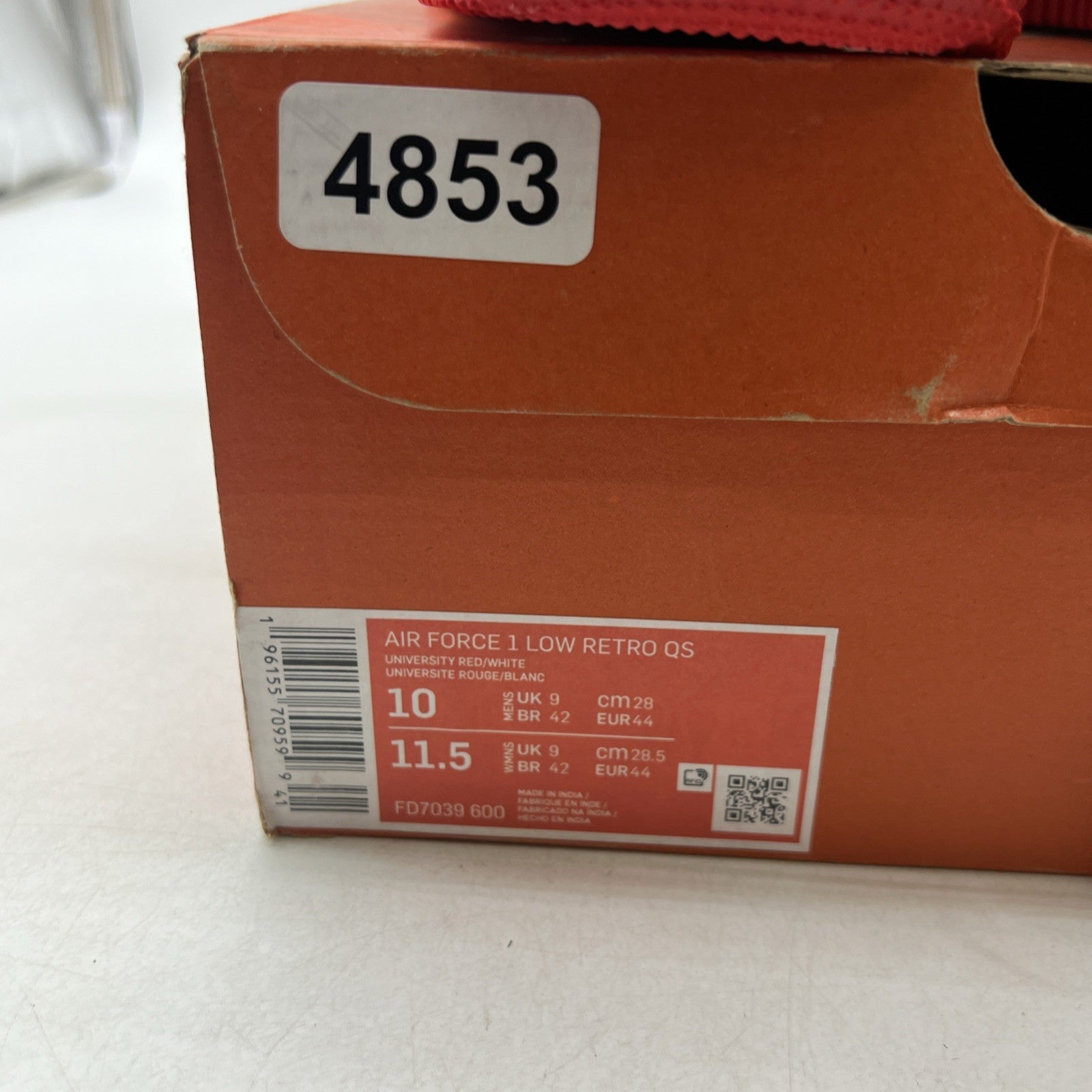 Size 10 - Nike Air Force 1 Low Color of the Month - University Red (FD7039-600)
