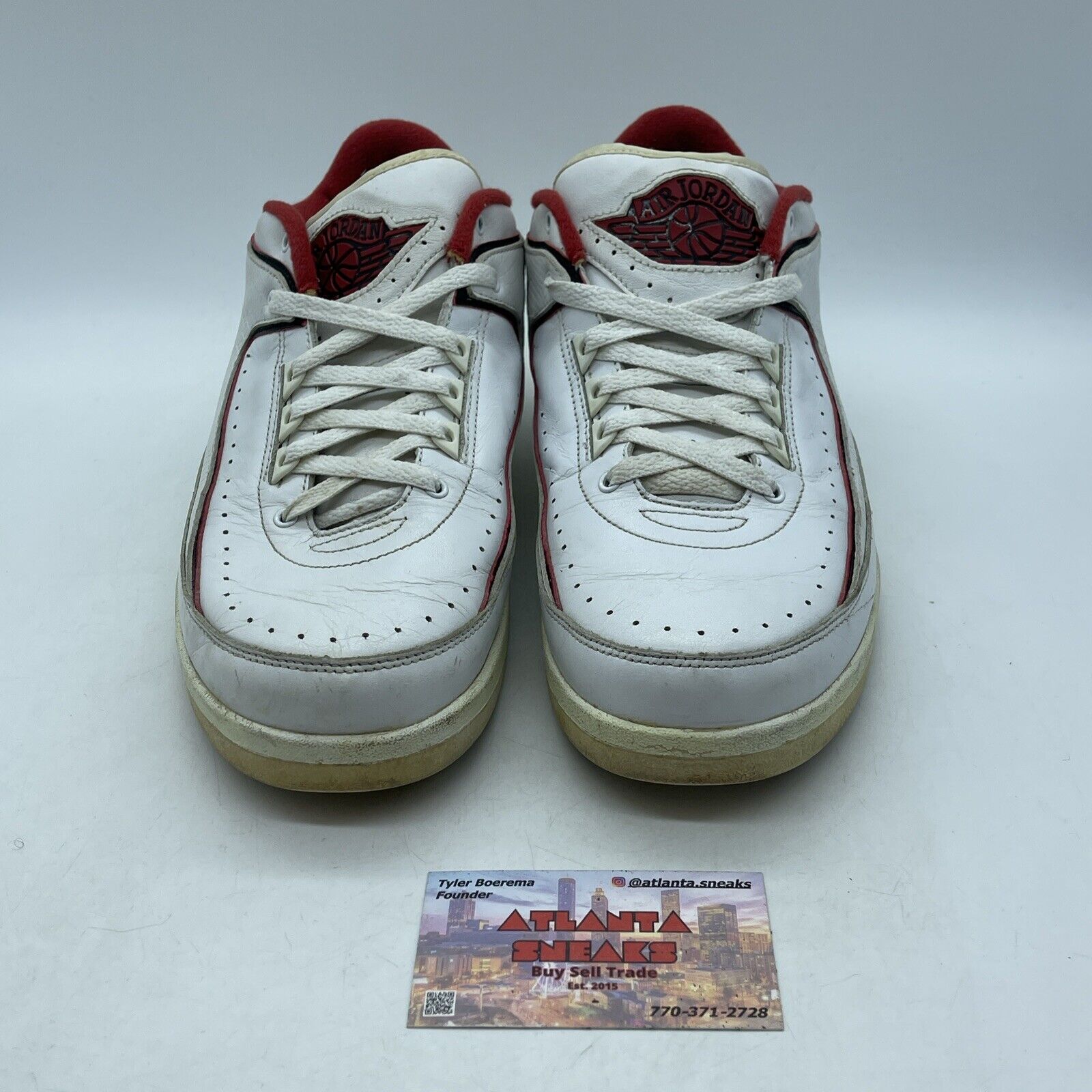 Size 10.5 - Air Jordan 2 Retro Low White Varsity Red White Leather (309837-101)