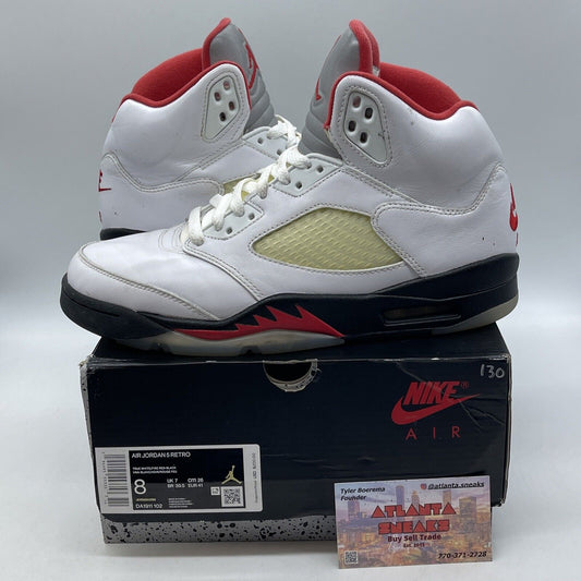 Size 8 - Jordan 5 Retro Mid Fire Red Black Silver White Leather (DA1911-102)