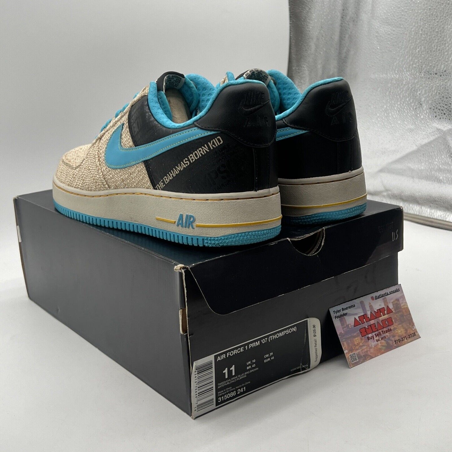 Size 11 - Nike Air Force 1 Premium 07 Thompson Original Six Teal (315086-241)