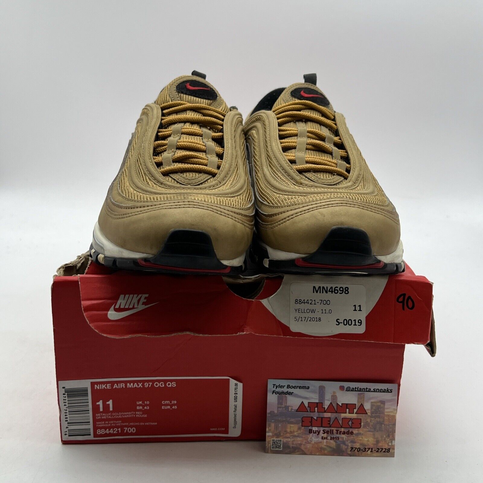 Size 11 - Nike Air Max 97 OG QS Metallic Gold (884421-700)