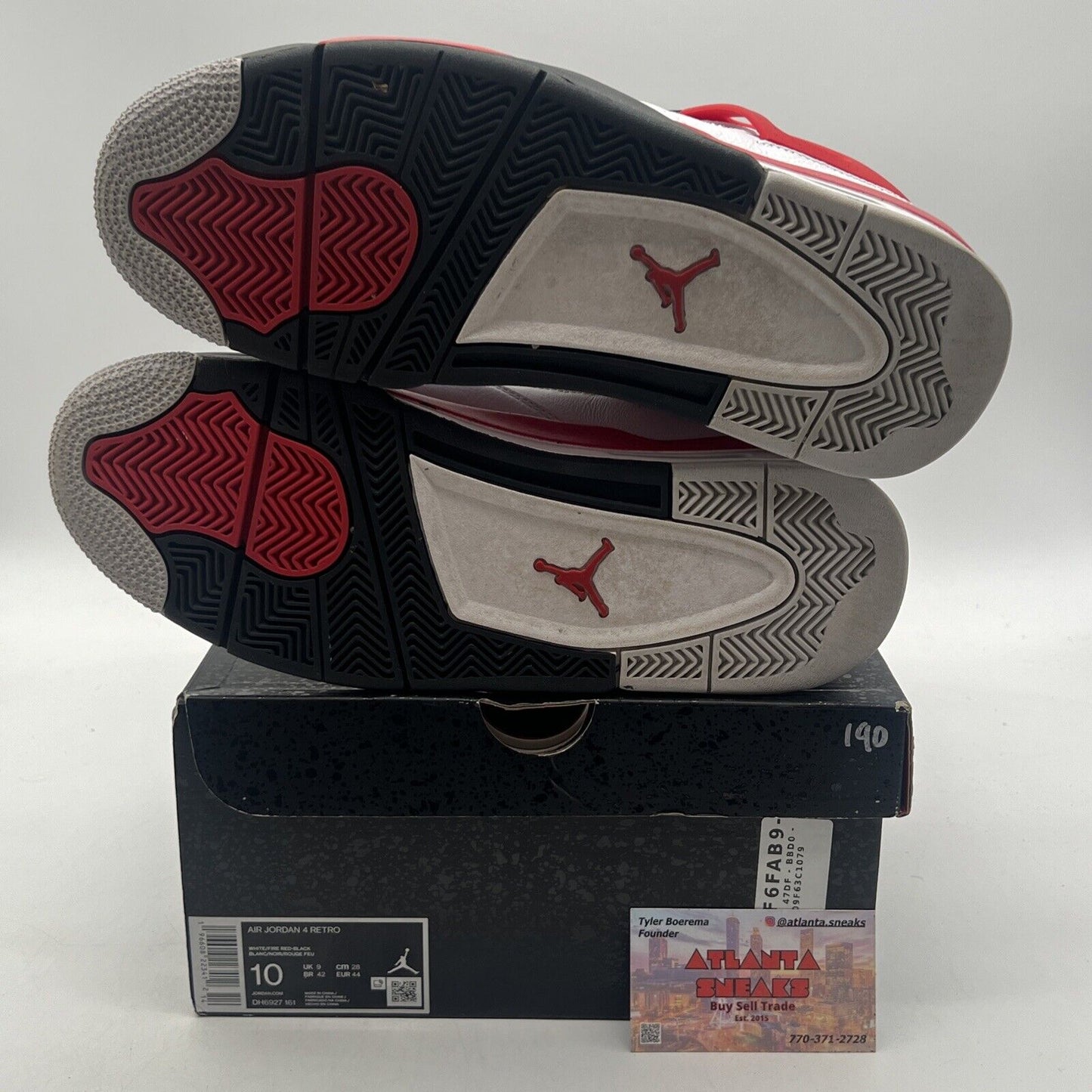 Size 10 - Jordan 4 Retro Mid Red Cement Black White Leather (DH6927-161)